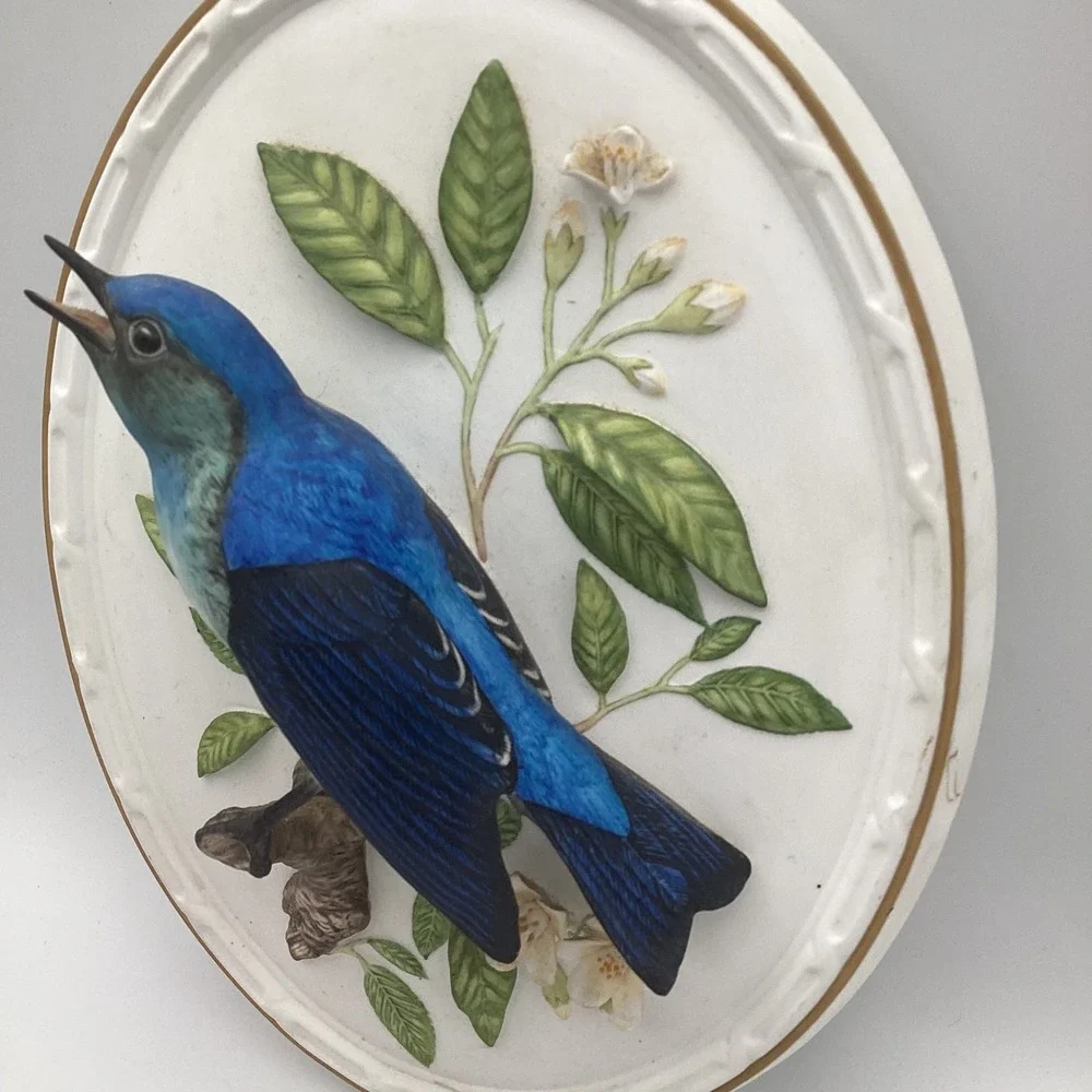 3D Franklin Porcelain The Mountain Bluebird Limited Edition Bone China VTG 1982‎